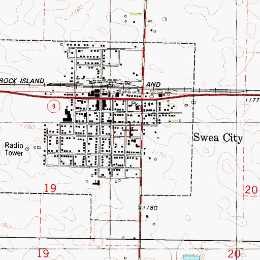 Topographic Map of Immanuel Lutheran Church, IA