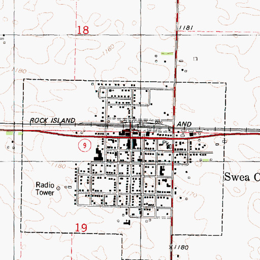 Topographic Map of Swea City, IA