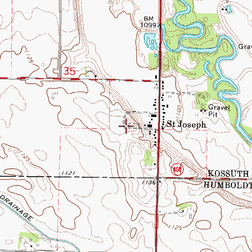 Topographic Map of Saint Joseph's Catholic Cemetery, IA