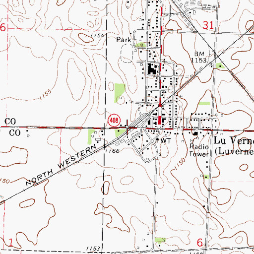 Topographic Map of Lu Verne, IA