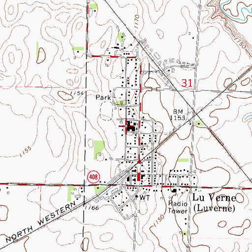 Topographic Map of Luverne Elementary School / Corwith - Wesley - Luverne Middle School, IA