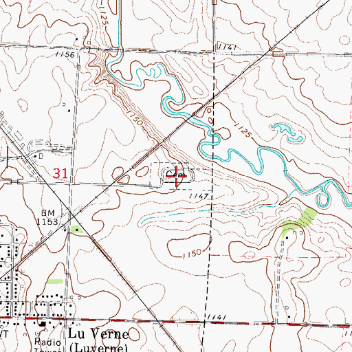 Topographic Map of Luverne Township Cemetery, IA