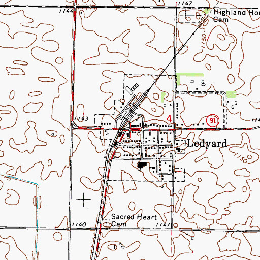 Topographic Map of Bethany Evangelical and Reformed Church, IA