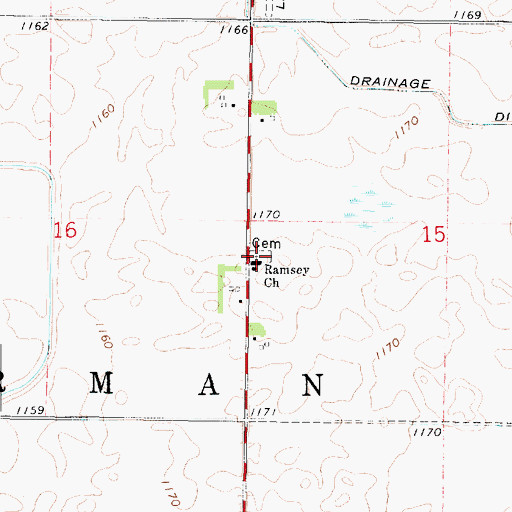 Topographic Map of Ramsey Reformed Church Cemetery, IA