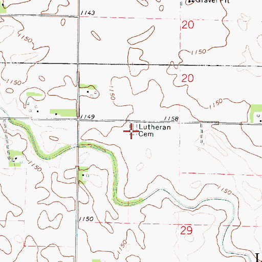 Topographic Map of German Lutheran Cemetery, IA