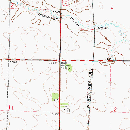 Topographic Map of State Line Cooperative Elevator, IA