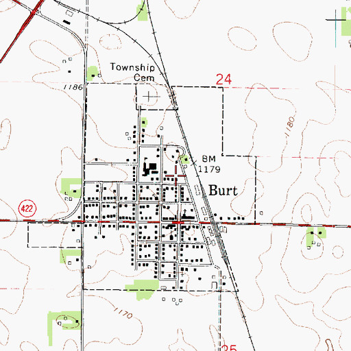 Topographic Map of Burt City Police Department, IA