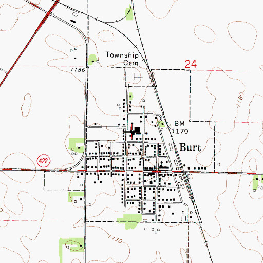 Topographic Map of Burt Elementary School, IA