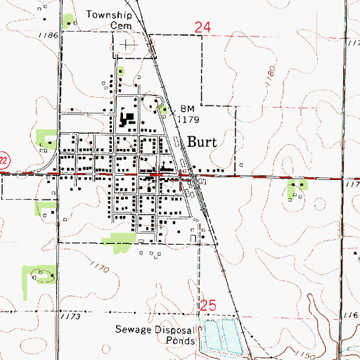 Topographic Map of Burt, IA
