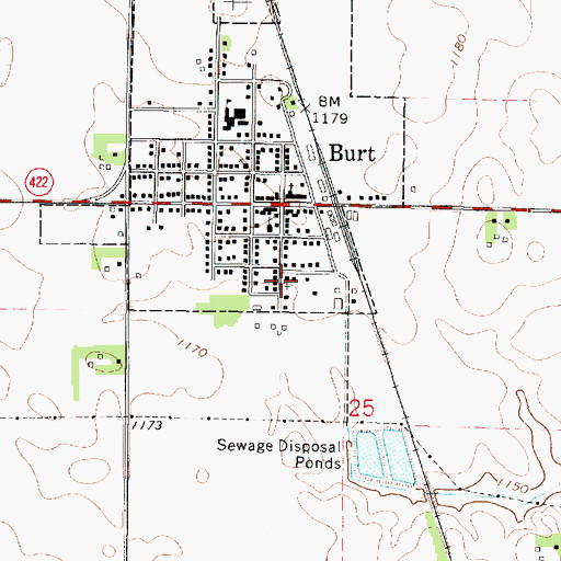 Topographic Map of Saint Johns Lutheran Church, IA