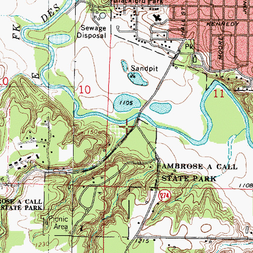 Topographic Map of First Log Cabin in Kossuth County Historical Marker, IA
