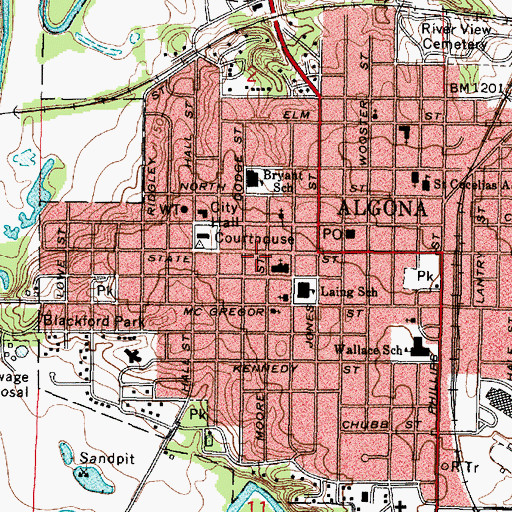 Topographic Map of Stockade to Protect Pioneers Historical Marker, IA