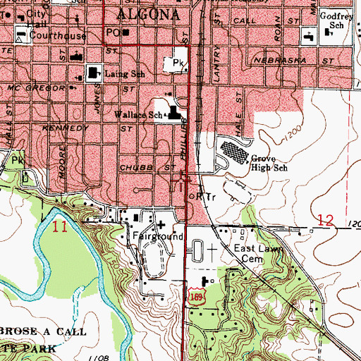 Topographic Map of Fowler Cooperative Elevator, IA