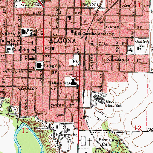 Topographic Map of West Bend Elevator Company Elevator, IA