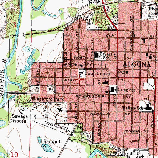 Topographic Map of Kossuth County Sheriff's Office, IA