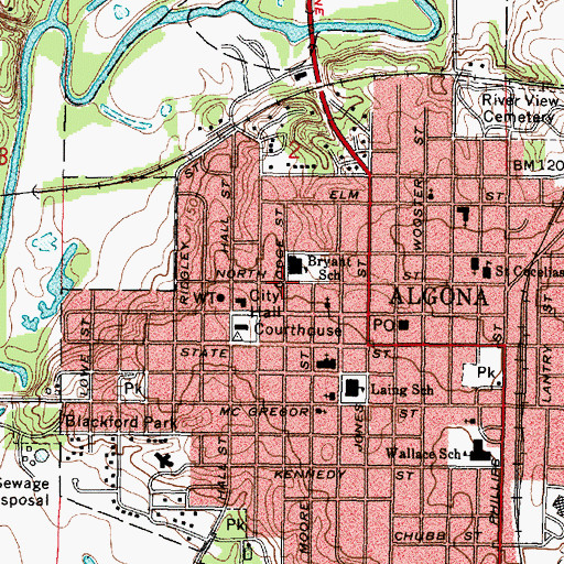 Topographic Map of Algona Eye Clinic, IA