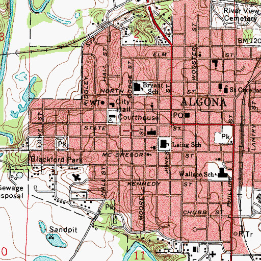 Topographic Map of Algona Chiropractic Clinic, IA