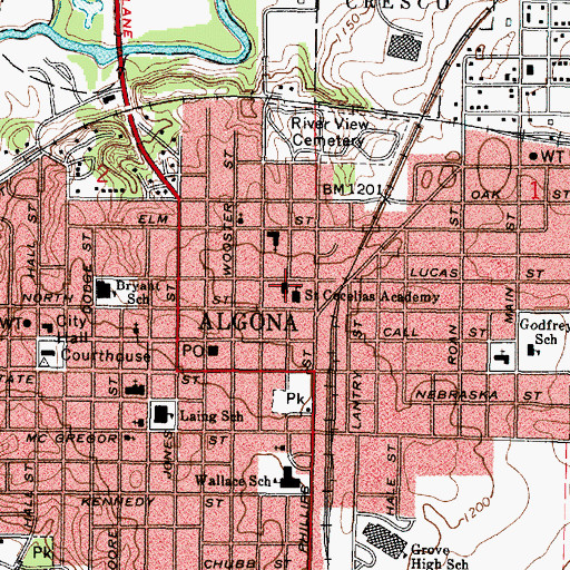 Topographic Map of Saint Cecelia's Catholic Church, IA