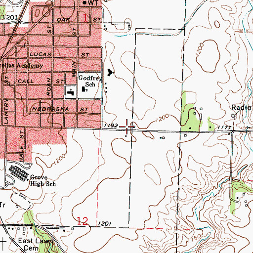 Topographic Map of First Baptist Church, IA