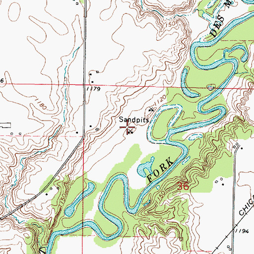 Topographic Map of Hurlburt Wildlife Area, IA