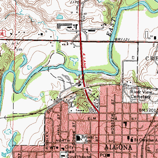 Topographic Map of Veterans Park, IA