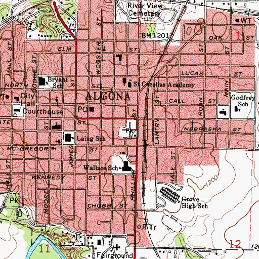 Topographic Map of Central Park, IA