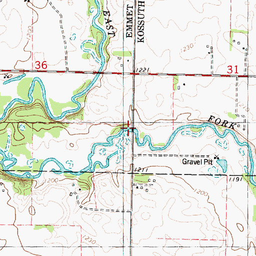 Topographic Map of Des Moines River Bridge, IA