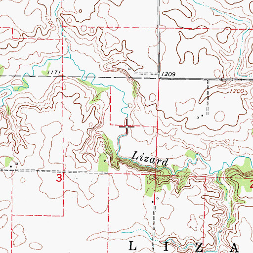 Topographic Map of Lizzard Creek Wildlife Area, IA