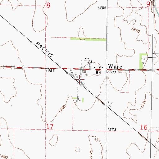 Topographic Map of Ware (historical), IA