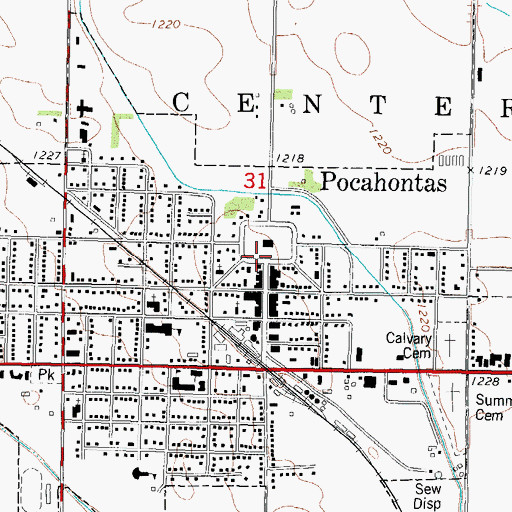 Topographic Map of Pocahontas Post Office, IA