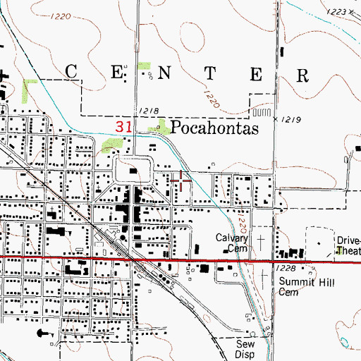 Topographic Map of Pocahontas County Fairgrounds, IA