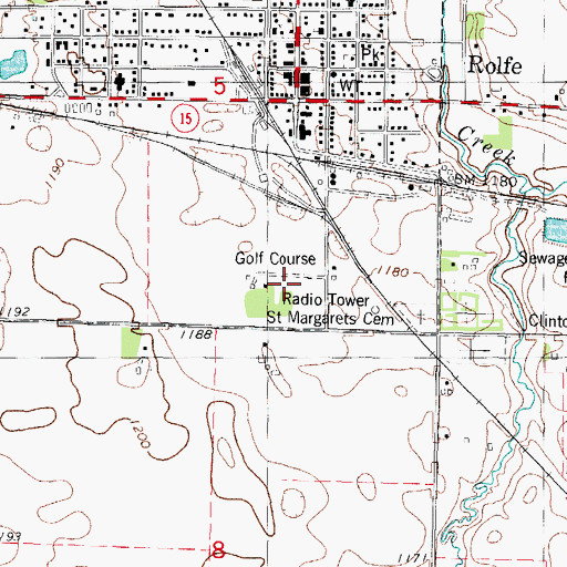 Topographic Map of Rolfe Golf Club, IA