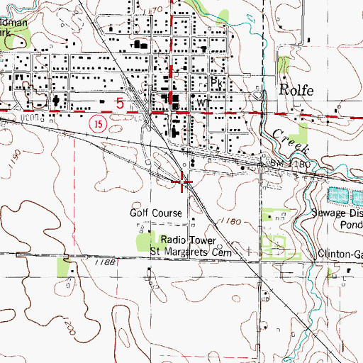 Topographic Map of Rolfe, IA