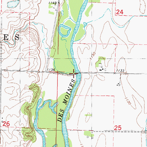 Topographic Map of Hamms Bridge Access, IA