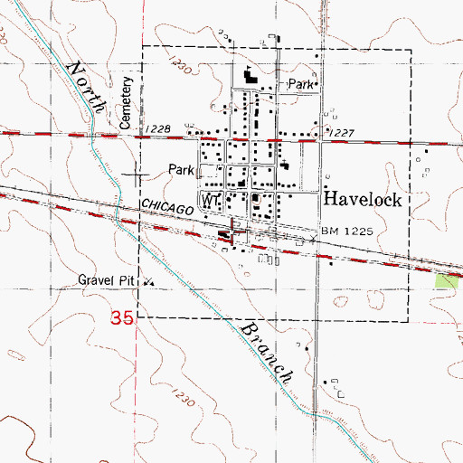 Topographic Map of Havelock, IA