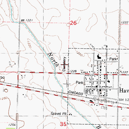 Topographic Map of Havelock Cemetery, IA