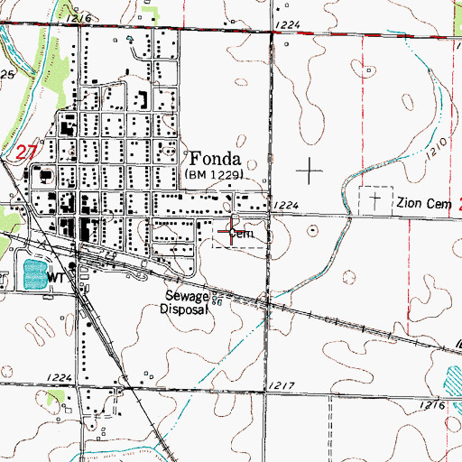 Topographic Map of Cedar Cemetery, IA