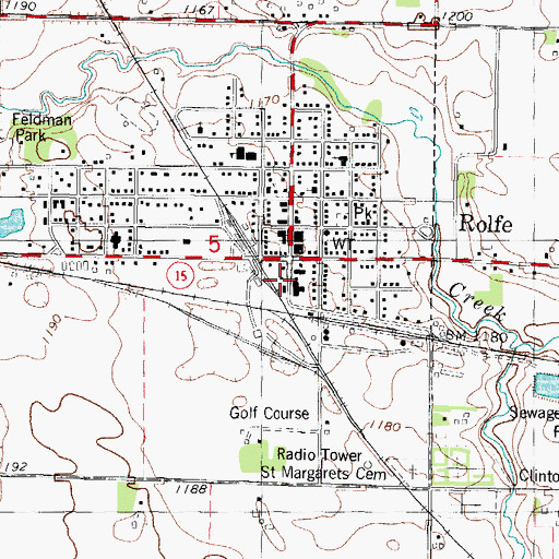 Topographic Map of Rolfe Post Office, IA