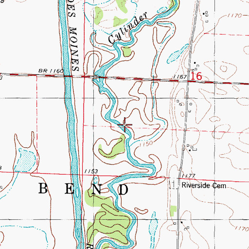 Topographic Map of West Fork Wetlands, IA