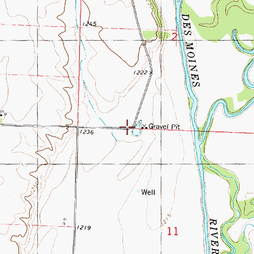 Topographic Map of Roads End Prairie Wildlife Area, IA