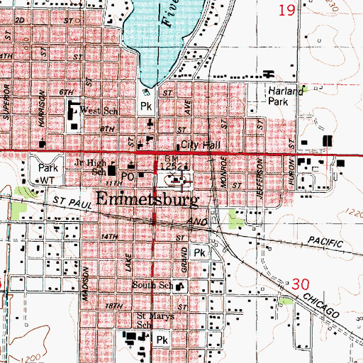 Topographic Map of Palo Alto County Sheriff's Office Law and Communications Center, IA