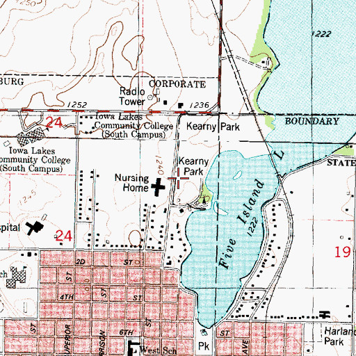 Topographic Map of Emmetsburg Golf and Country Club, IA