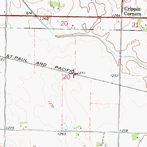 Topographic Map of Crippen Post Office (historical), IA