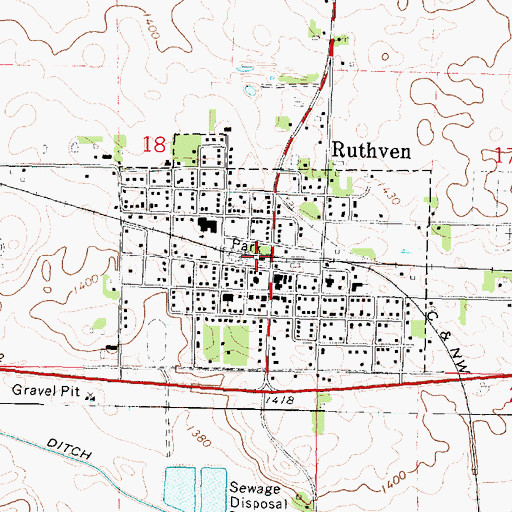 Topographic Map of Farmer Co-op Elevator, IA