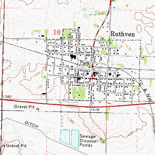 Topographic Map of United Methodist Church, IA