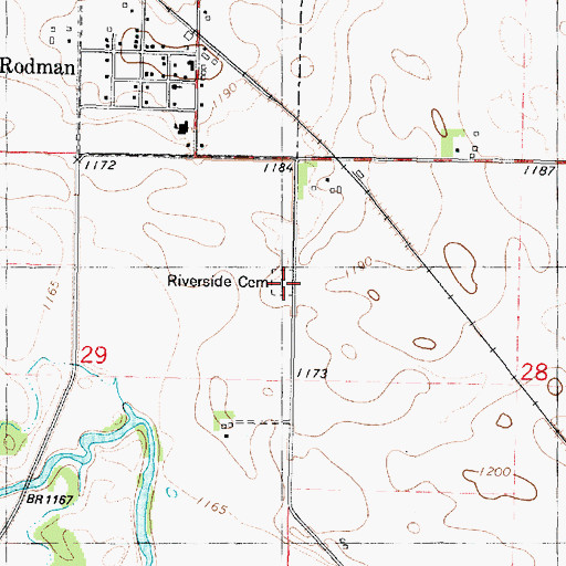 Topographic Map of Riverside Cemetery, IA