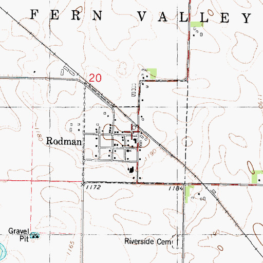 Topographic Map of Rodman Fire Department, IA