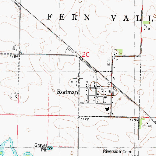 Topographic Map of Rodman Elevator, IA