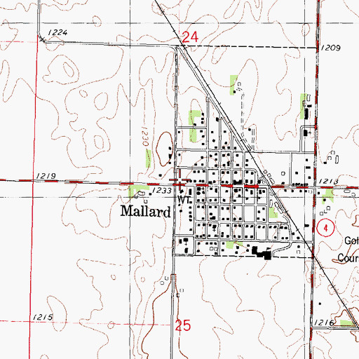 Topographic Map of Mallard Public Library, IA