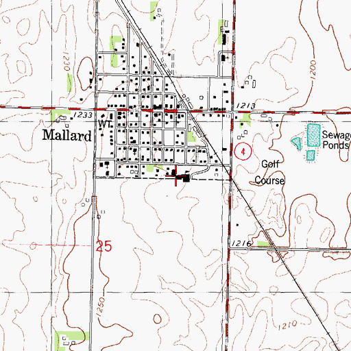 Topographic Map of West Bend - Mallard Elementary School, IA